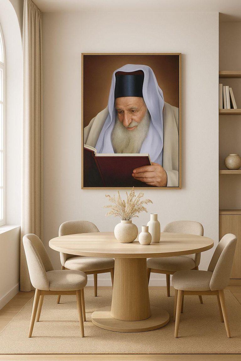תמונת דיוקן של רב בפינת אוכל
