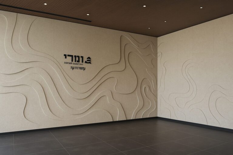 חיפוי קירות לובי קיר מפוסל עם לוגו